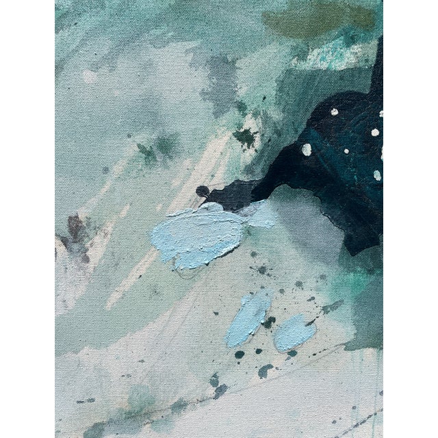 Forest Green Original Contemporary Abstract Painting in Dark Green, Teal & Soft Blue by American Lyrical Abstractionist Stacey Warnix For Sale - Image 8 of 11