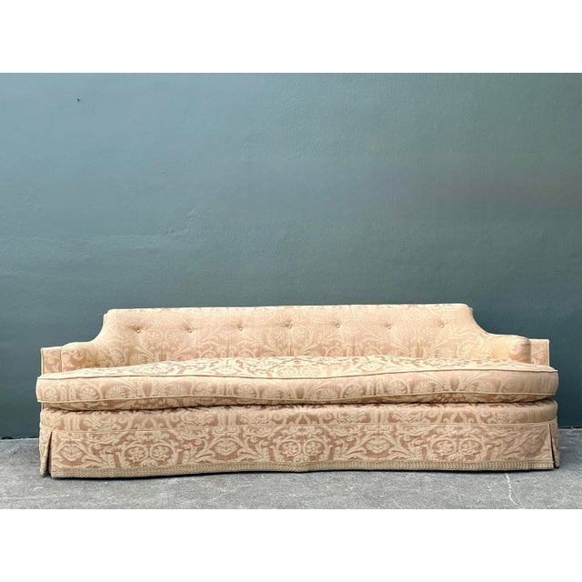 Hollywood Regency Vintage Ferguson Copeland Damask Sofa For Sale - Image 3 of 14