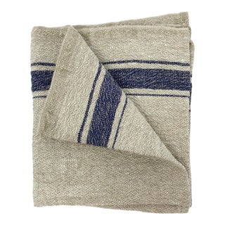 Arles Vintage Linen Kitchen Towel in Blue For Sale