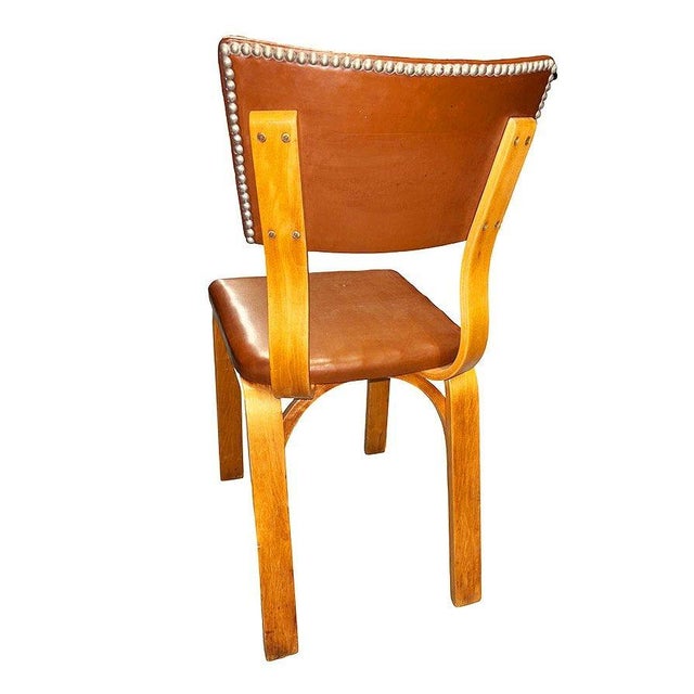 Pair of Mid-Century Modern Bentwood Side Chairs W/ Nailhead Back by Thonet For Sale - Image 9 of 11