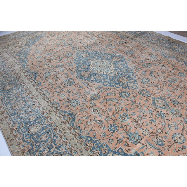 Mid 20th Century Vintage Persian Tabriz Rug – Pastel Floral Medallion Elegance - 9' 9'' X 12' 4''' For Sale - Image 5 of 14