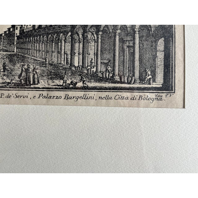 Black Late 18th Century Antique Engraving, "Veduta Di Strata Maggiore," Bologna by Pio Panfili, Framed For Sale - Image 8 of 12