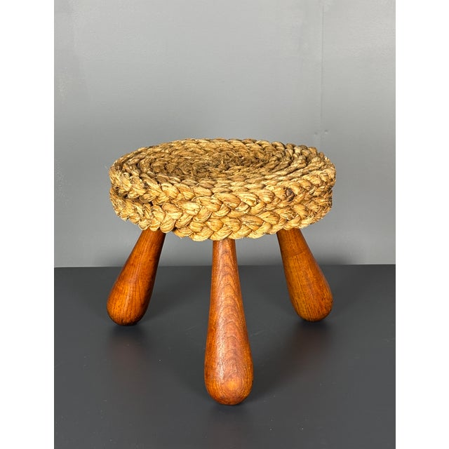 Mid-Century French Braided Rope Stool from Audoux & Minet, 1950s For Sale - Image 11 of 15