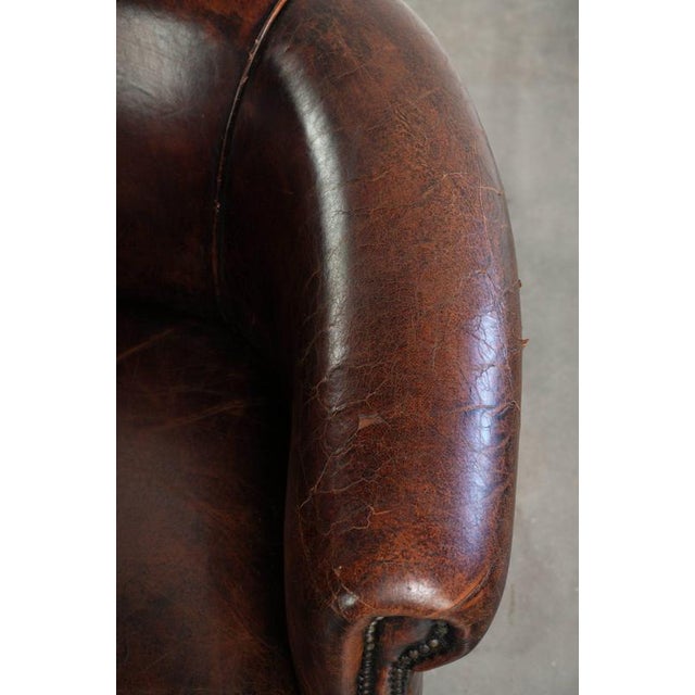 Brown Vintage Sheepskin Club Armchair For Sale - Image 8 of 14