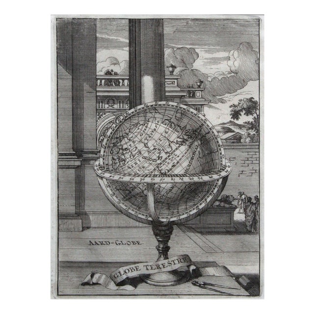 Wonderfully detailed steel engraving of the earth, locations labeled in French: Afrique, Grande Tartarie, La Chine, etc.,...