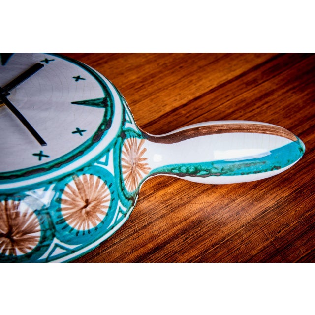French Ceramic Clock by Robert Picault, 1950s For Sale - Image 4 of 8
