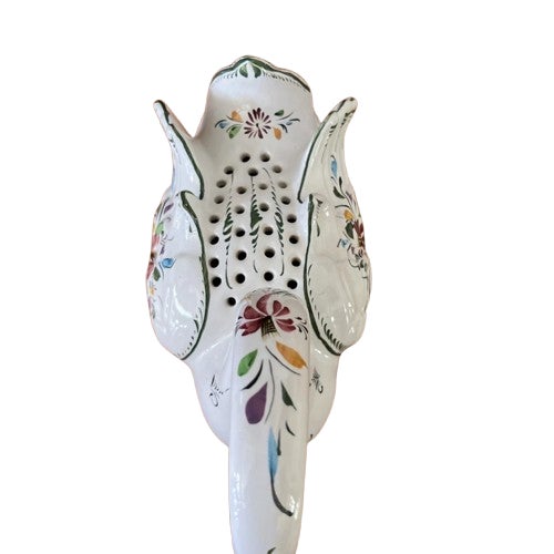 Mid-Century Modern Vintage Hand Painted Ceramic Swan 11" Tall Frog Vase Made in Portugal For Sale - Image 3 of 6