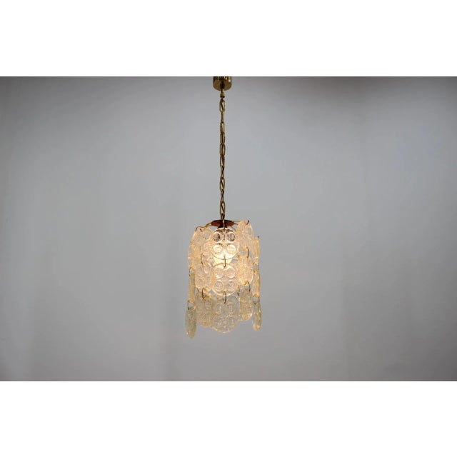 Brass and Glass Pendant Lamp from Zelezny Brod, 1970s For Sale - Image 6 of 7