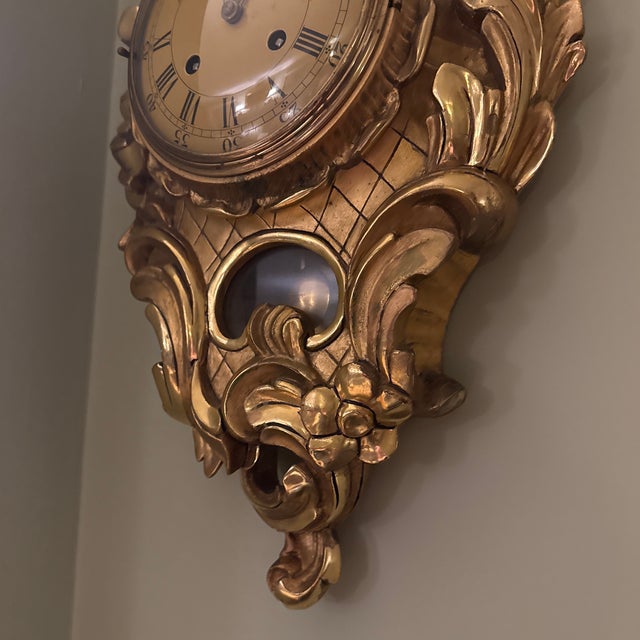Swedish Giltwood Cartel Clock For Sale - Image 4 of 6