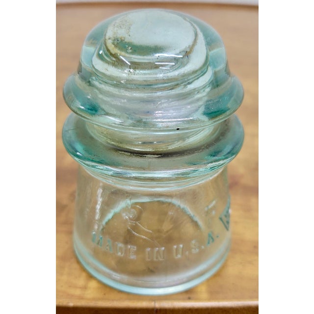 Vintage Whitall Tatum Co No 2 Aqua Glass Insulator For Sale - Image 4 of 10