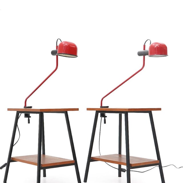 Mid-Century Modern Red Metal Clamp Lamp from F. Fabbian, 1980s For Sale - Image 3 of 14