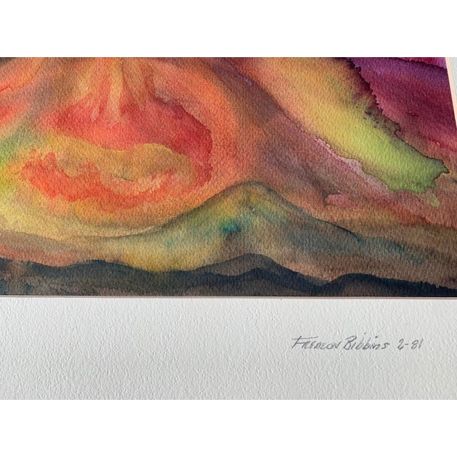 Mountain landscape watercolor by Frealon Norden Bibbins, listed California artist known for music-themed abstract painting...