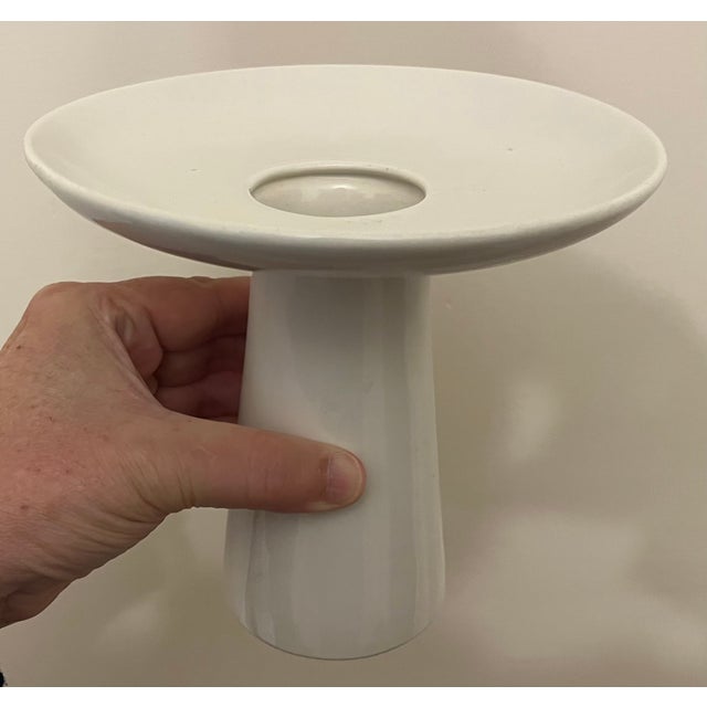 Japanese Mid-Century Modern White Pottery Bud Vase for Flowers / Ikebana For Sale - Image 4 of 15