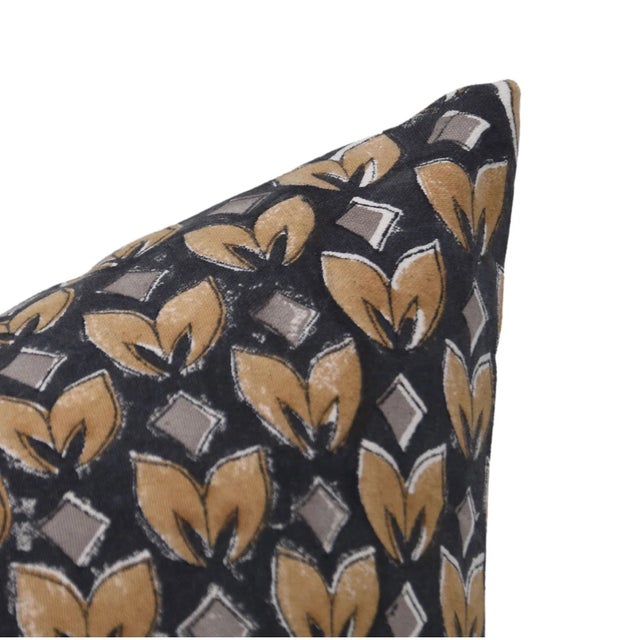 Fabdivine Artisan Block Print Throw Pillow Cover 24x24 Inch Duck Canvas-Titli For Sale - Image 4 of 5