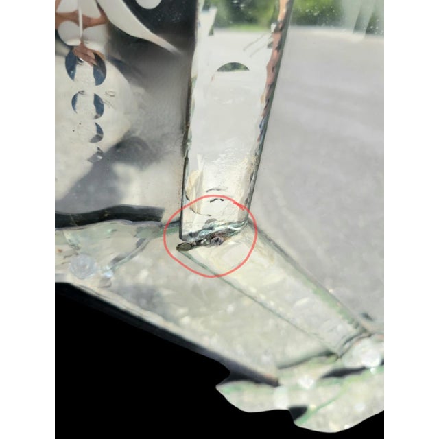 Mid 20th Century Venetian Hollywood Regency Etched Cut Glass Pagoda Style Narrow Wall Mirror For Sale - Image 5 of 10