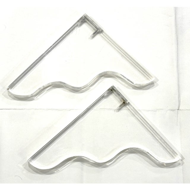 Vintage Chunky Lucite Scalloped Profile Wall Brackets For Sale - Image 9 of 9