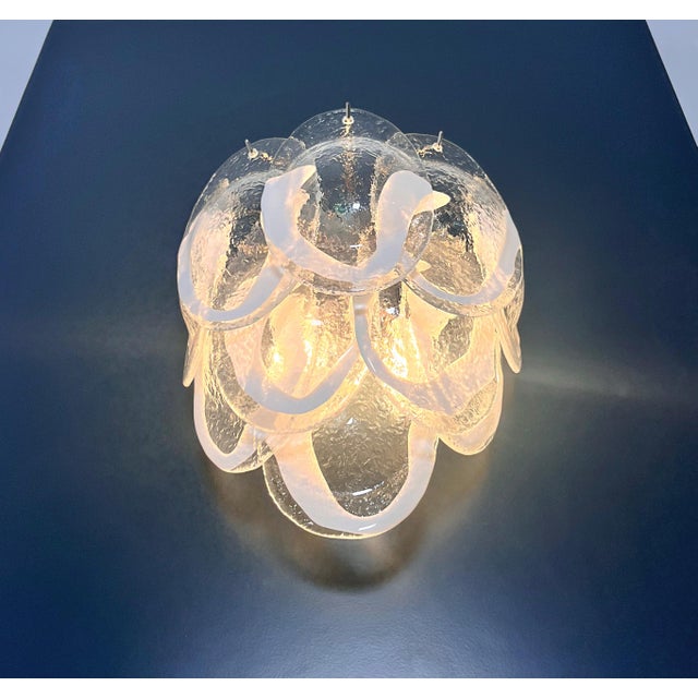 Vintage Italian Clear Lattimo Murano Glass Wall Lights from Mazzega, 1990s, Set of 2 For Sale - Image 16 of 17