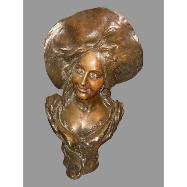 Antique French Victorian 22" Bronze Statue Sculpture of a Maiden v. Bruyneel For Sale - Image 12 of 12