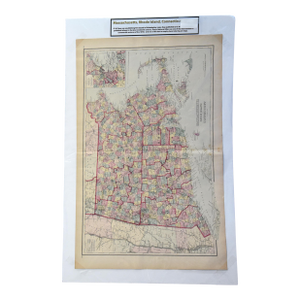 "Antique 1870s g.w. Gray & Son Map of Massachusetts, Rhode Island, & Connecticut (32" X 20")"