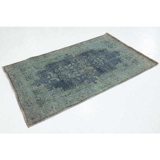 Persian Handmade Persian Overdyed Wool Rug in Gray With Floral Design For Sale - Image 3 of 8