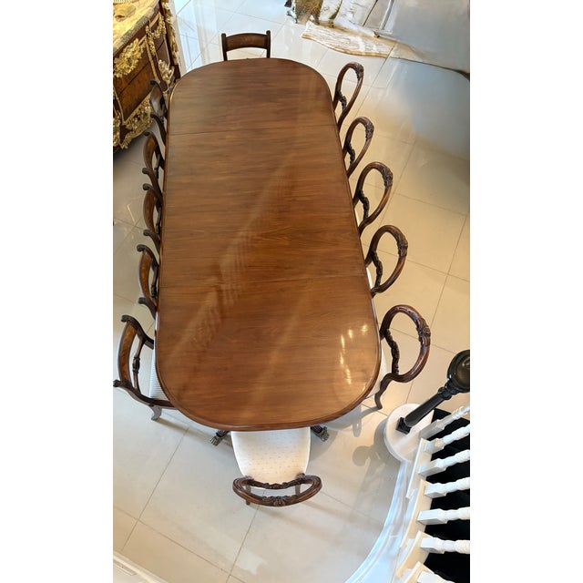 Early 19th Century Regency 16 Seater Figured Mahogany 3 Pilar Dining Table, 1830s For Sale - Image 5 of 17