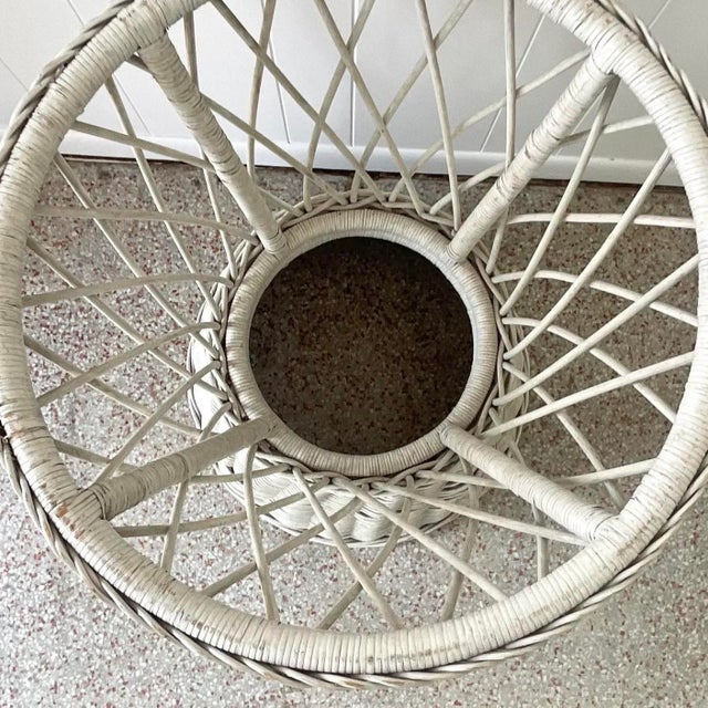 Late 20th Century Vintage Coastal Rattan Dining Table Pedestal For Sale - Image 9 of 16