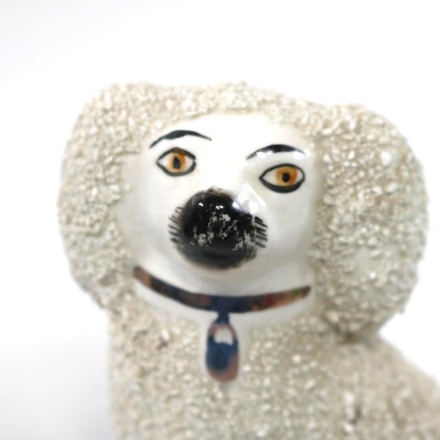Ceramic Staffordshire Ware Pair of Confetti Poodle Mantle Dogs For Sale - Image 7 of 12