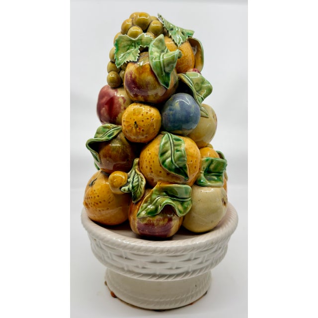 White Majolica Fruit Topiary Portugal For Sale - Image 8 of 11