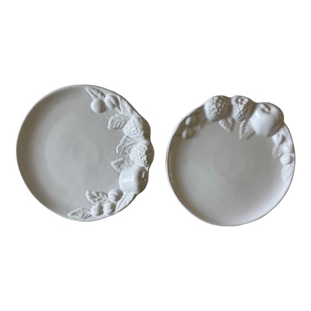 Pair of Vintage Italian Ceramic Fruit Plates For Sale