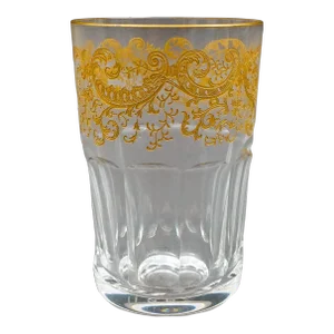 Mid 20th Century Saint-Louis Crystal France Rabat Gold Gilded Tea Tumbler Glass