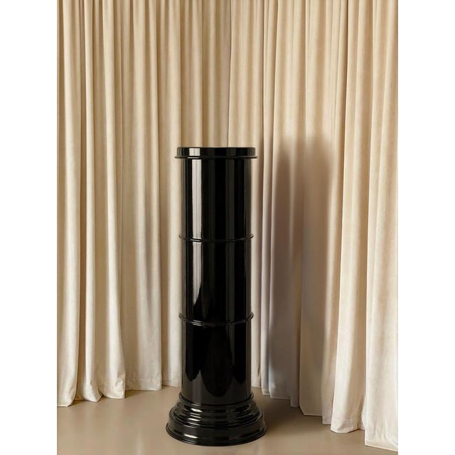 Metal Rl 10 Cylindrical Pedestal in Brushed Aluminum by Caspal For Sale - Image 7 of 9