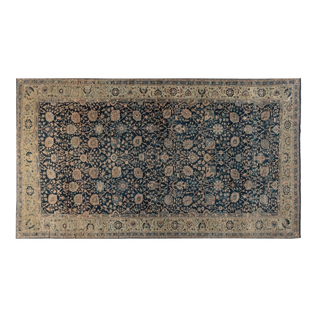 Authentic 19th Century Persian Tabriz Handmade Wool Carpet For Sale