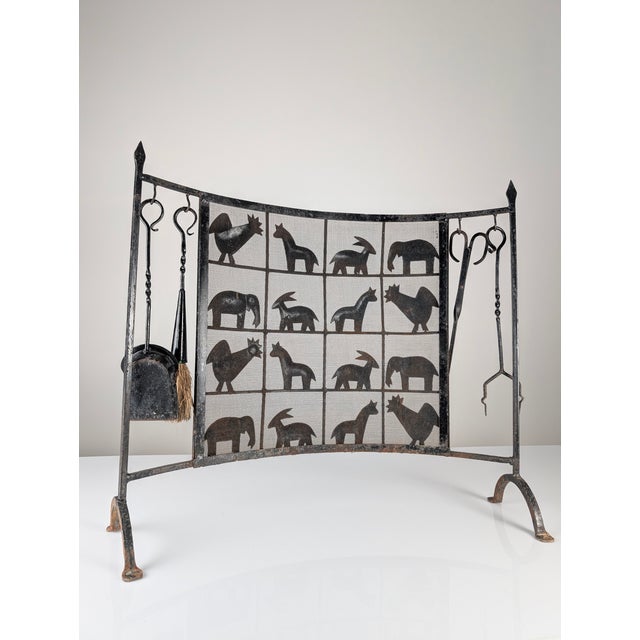 Black Fireplace Protector in Wrought Iron, 1950s For Sale - Image 8 of 14