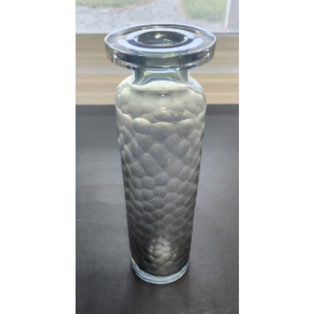 Modern Sophisticated, Gorgeous Gray Acid Cut Honeycomb Glass Vase For Sale - Image 3 of 5
