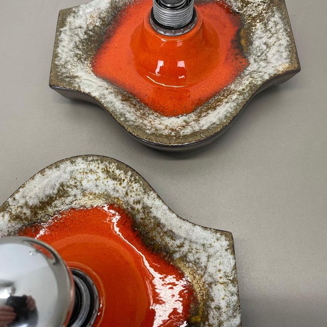 Metal Pop Art Ceramic Fat Lava Wall Lights from Hustadt Lights, Germany, 1970s, Set of 2 For Sale - Image 7 of 16