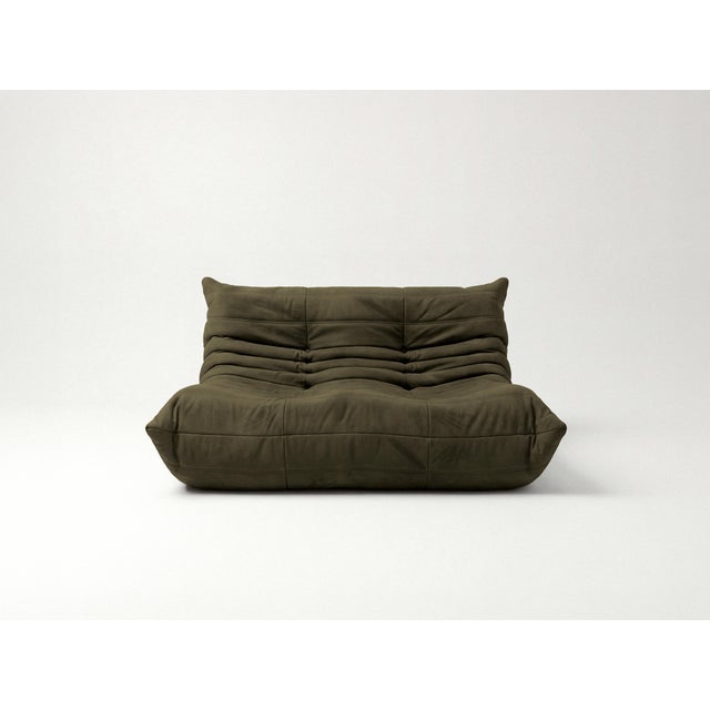 Togo Sofa Set in Khaki Green by Michel Ducaroy for Ligne Roset, Set of 5 For Sale - Image 9 of 14