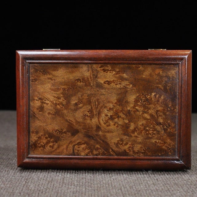 Chinese Huali Rosewood Box With Burl Wood Panel For Sale In Los Angeles - Image 6 of 10