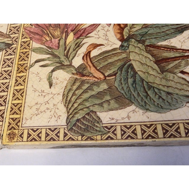 Pair of Antique English Botanical Tiles For Sale In San Antonio - Image 6 of 14