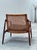 Beautiful and rare set of 2 Hartmut Lohmeyer for Wilkhahn model 400 teak armchair with rattan cane backrest and bouclé...