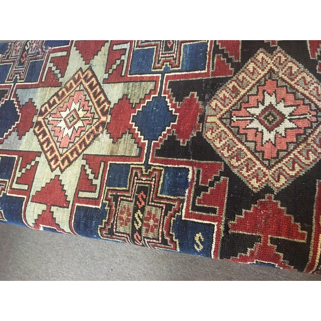 Storage Box Bench Upholstered With an Antique Hand Knotted Woolen Shirvan Carpet For Sale In Savannah - Image 6 of 12