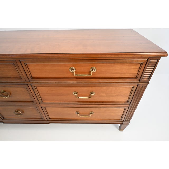Kindel Furniture Neoclassical Louis XVI Style Cherry Nine-Drawer Dresser For Sale - Image 13 of 17