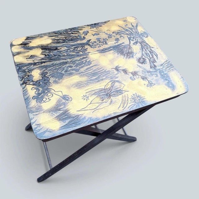 2000 - 2009 Antique Japanese Chinoiserie Folding Occasional Side Table For Sale - Image 5 of 7