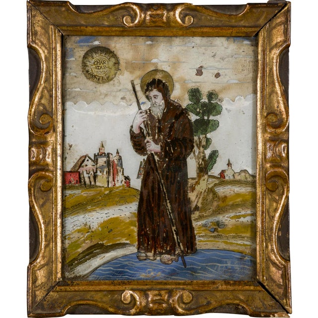 Early 18th Century Religious Italian Painting on Glass For Sale - Image 5 of 14