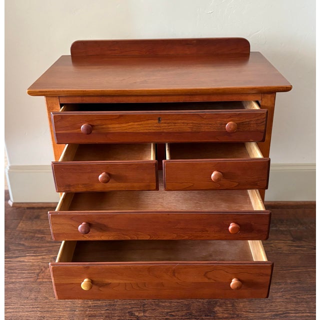 1990s Lexington Cherry Shaker Style 5-Drawer Bedside Chest / Nightstand For Sale - Image 12 of 12