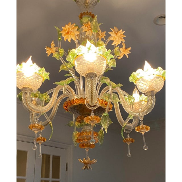 1940s Hand Blown Murano Glass Chandelier For Sale - Image 10 of 11