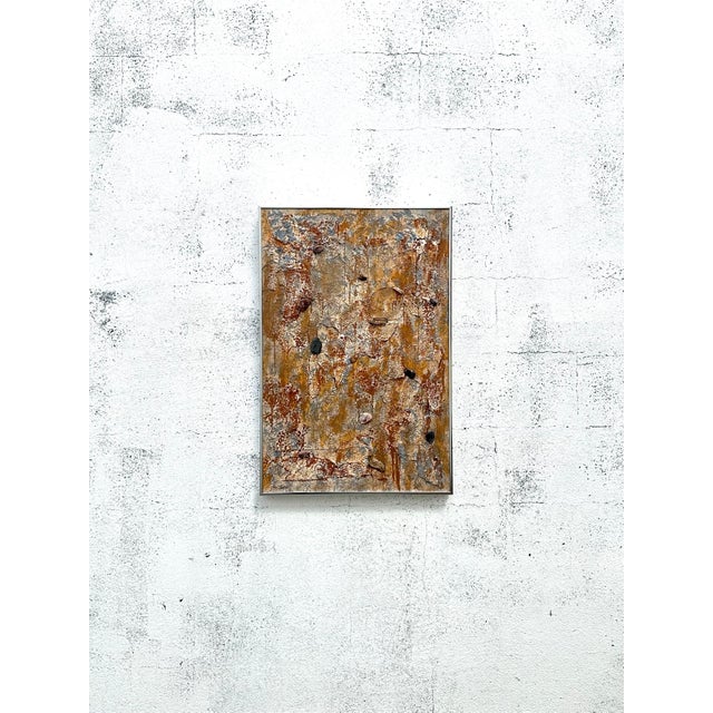 Late 20th Century Vintage Boho Abstract Mixed Media on Board For Sale - Image 5 of 8