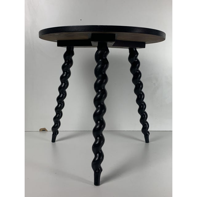 Mid-Century French Ebonized Turned Wood Side Table with Cork Screw Legs, 1950s For Sale - Image 12 of 15