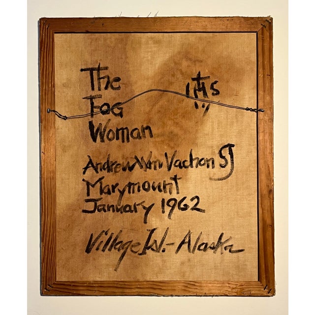 1960s 1962 Andrew William Vachon s.j. "The Fog Woman" Oil Canvas Impasto Painting For Sale - Image 5 of 6