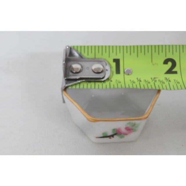 White Mid 20th Century Bavaria Porcelain Spice Salt Pepper Hexagon Cellar White With Gold Trim For Sale - Image 8 of 8