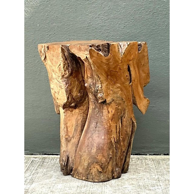 Early 21st Century Vintage Natural Wood Stump Table For Sale - Image 5 of 12